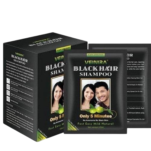 Veinira Black Color Hair Shampoo 10 Packs of 25ml